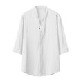 thumbnail image 4 of Conjunto de chándal de verano de 2 piezas para hombre de Cagnkofi, con mangas 3/4, botones, cuello en V, camisa y pantalones con cordón., 4 of 4