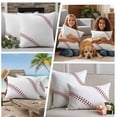 thumbnail image 4 of Outdoor Pillow Covers Baseball Sports Texture Waterproof Pillow Cases 20x12 Set of 2, White Red Lines Throw Pillow Cover Pillowcase for Patio Balcony Couch Garden, 4 of 9
