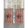 thumbnail image 5 of Vintage Texas Star Brown 2 Panel Kitchen Curtains for Windows, Red Plaid Berry Farmhouse Bathroom Privacy Curtain, Home Décor Window Treatment for Bedroom/Living Room 55"x45", 5 of 6