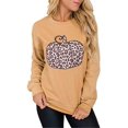 thumbnail image 1 of Sweat-Shirt Graphique Citrouille Halloween pour Femmes Imprimé Léopard Décontracté à Manches Longues, 1 of 3