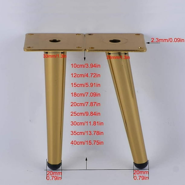ZHDBD Juego De 4 Patas Para Muebles, Pie De Sofá, Inclinable, Patas De Mesa, Patas De Armario, Pie Base, Para Mesas De Café, Armarios Y Sofás, Dorado (color: Plata, Tamaño