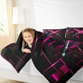 thumbnail image 4 of Erosebridal 3D Lightsaber Games Bedding Sets Twin with Comforter,Neon Lights Duvet Insert,Pink Geometry Gradient Grid Comforter Sets Twin Size,Breathable Room Decor Reversible，2pcs, 4 of 8