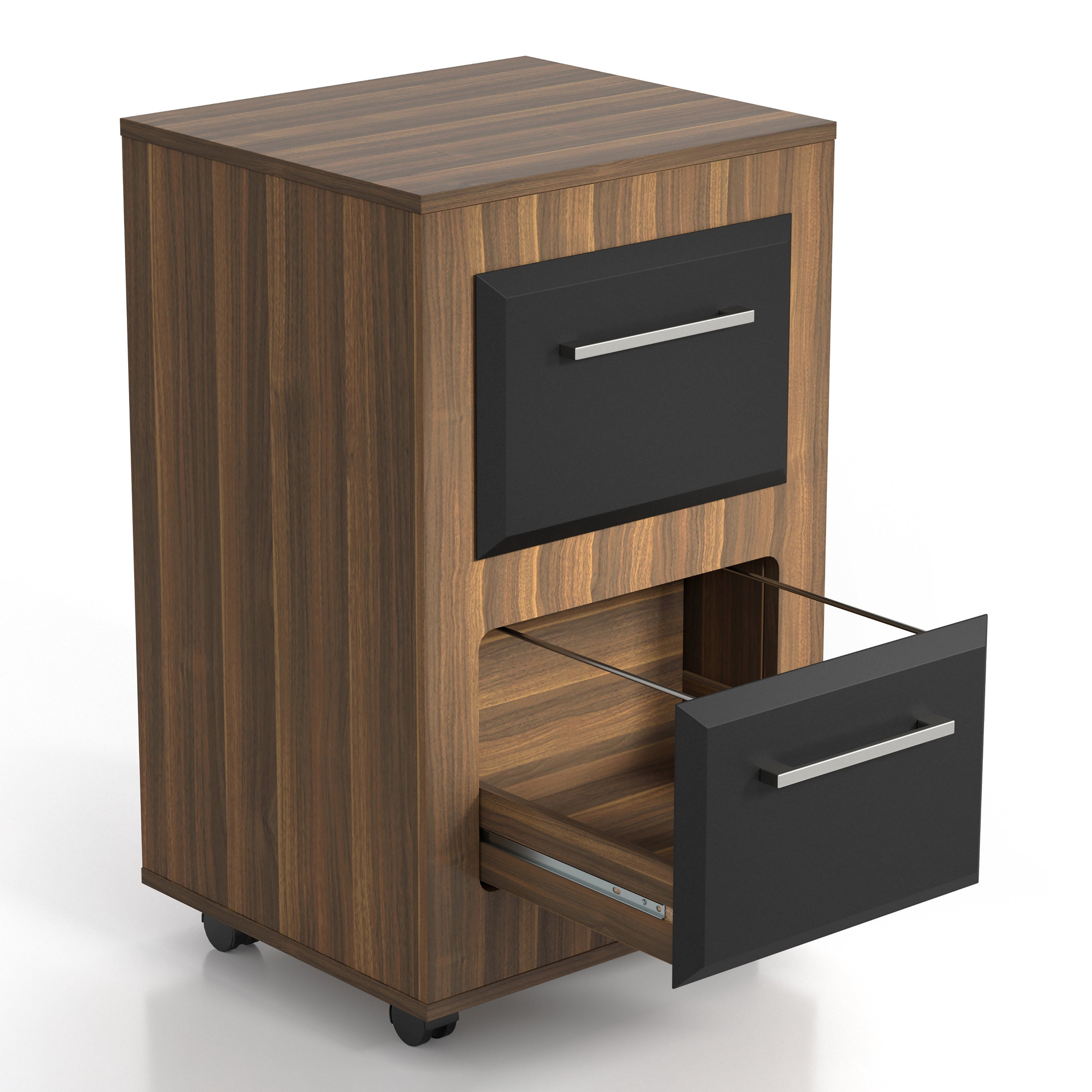 Kettering 2-Drawer Wood File Cabinet with Caster, Light Walnut