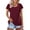 *Red, variant on ClodeEU Women's Short Sleeve Crewneck Top with Button,Pleated Casual Tee Navy,Womens Plus M