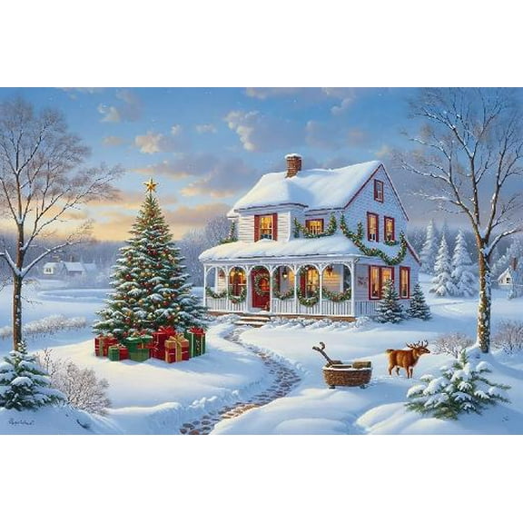 300 Pieces Jigsaw Puzzles for Adults Teens Charles Wysocki Cape Cod Christmas Fun Game Props Educational Toys Decompressing Intellectual Puzzles Gift