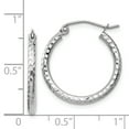 thumbnail image 2 of Beautiful 14k White Gold Diamond-cut 2mm Round Tube Hoop Earrings, 2 of 2