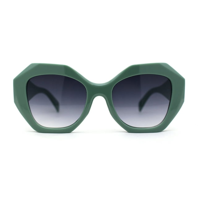 Lunettes de Soleil Mode Chic pour Femmes à Motif Géométrique Diamant, Papillon, Vert Fumée
