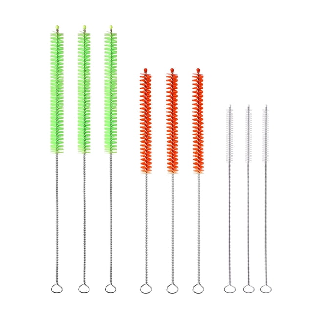 Juego de cepillos limpiadores de pajitas Lexic, 9 piezas, reutilizables, de colores largos