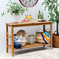 Cambridge Casual Abbington Teak Wood Rectangle Patio Console Table, Natural