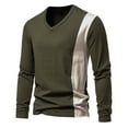 thumbnail image 2 of VSSSJ Men's British Stylish Shirts Regular Fit Color Block Patchwork Long Sleeve Pullover Tops Fashion Casual Stretchy Bottoming Shirt Army Green M, 2 of 5