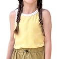 thumbnail image 2 of Fozruso Girls Tops Casual Summer Sleeveless Color Block Stretchy Tank Top For Toddler Kids Teenage Comfortable Breathable Outfit Casual Tee,Sizes 9-10 Years Yellow, 2 of 7