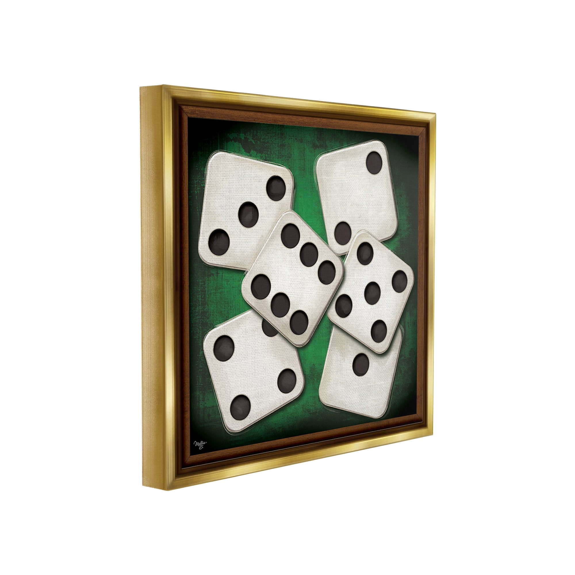 Stupell Industries Dice on Casino Table Sports Painting Gold Floater Framed Canvas Art Print Wall Art, 25 x 25