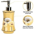 thumbnail image 2 of 4pc Poppy Fields Yellow Bathroom Accessories Set Hand Soap Dispenser, Tumbler, Tooth Brush Holder and Soap Dish Modern Contemporary Decor Complete Bathroom Sets with Shower Curtains, 2 of 14
