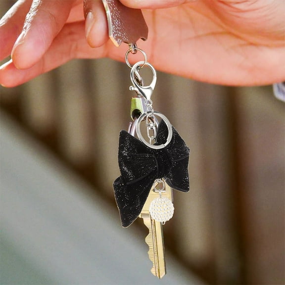 Hytrove Keychain Purse Bow Keychain Black 2Pcs