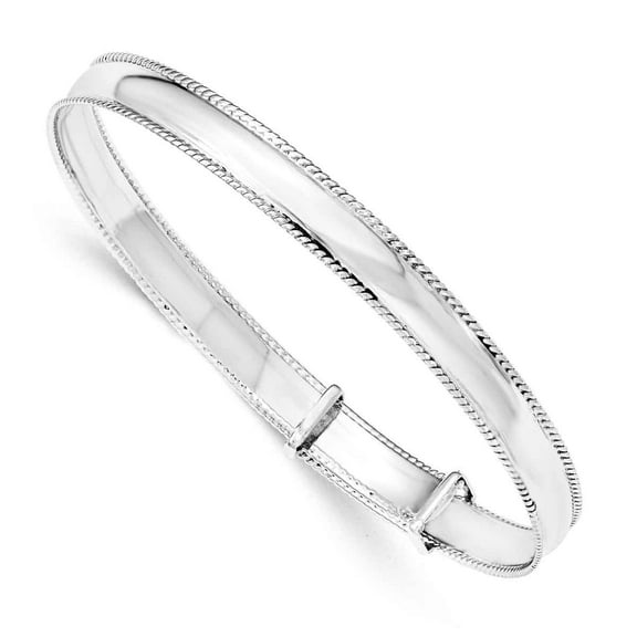 Primal Silver Sterling Silver Polished Milgrain 7mm Adjustable Bangle