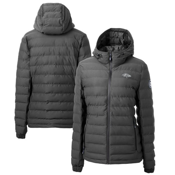 Women's Cutter & Buck Gray Baltimore Ravens Mission Ridge Repreve- Eco Insulated Full-Zip Hoodie Puffer Jacket