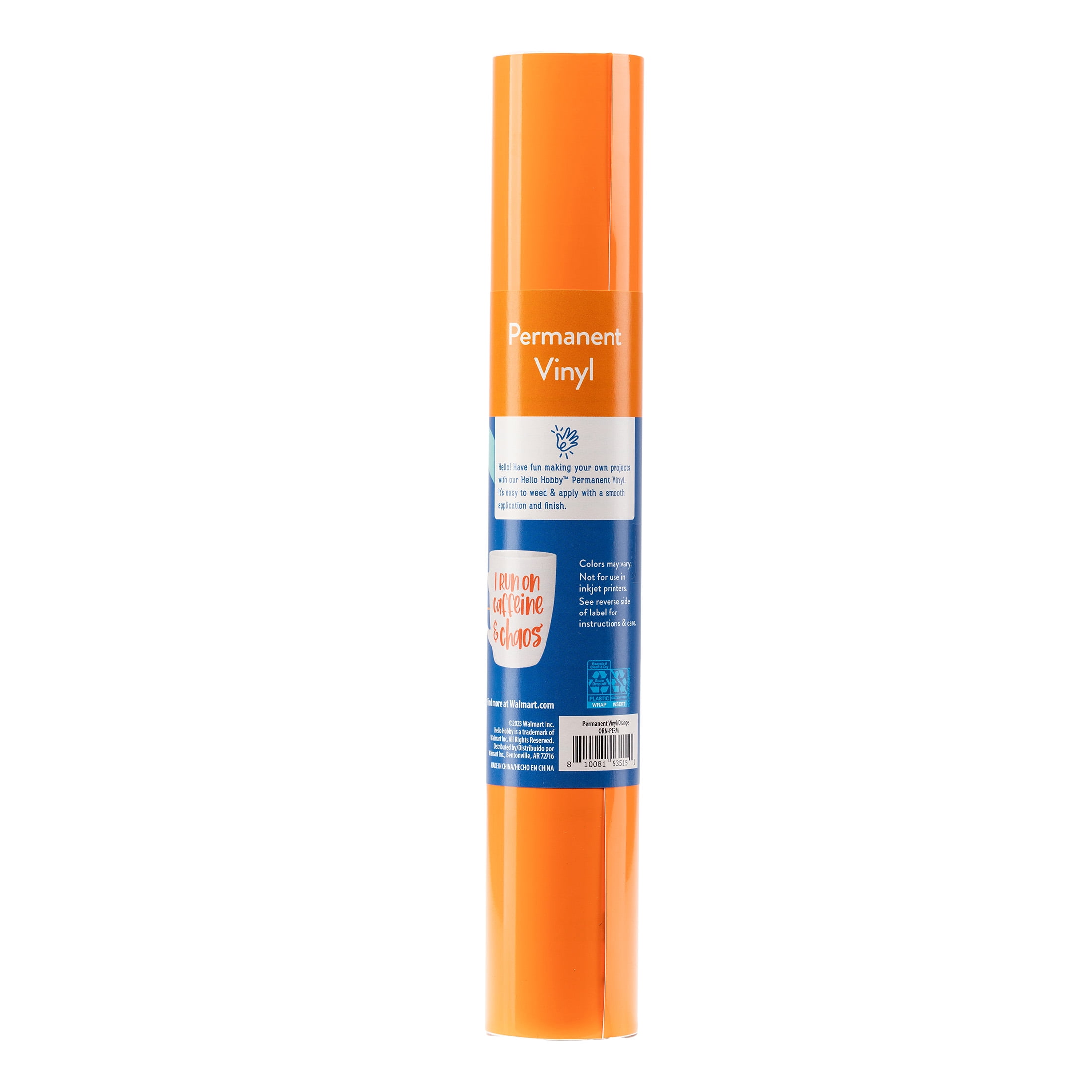 (4 pack) Hello Hobby 12" x 4' Orange Permanent Craft Vinyl Roll
