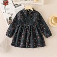 thumbnail image 2 of Ulitacool Girls Fall Dress 18-24 Months Toddler Floral Print Zipper Long Sleeve Dress Autumn Winter Crewneck Flower Girl Dresses Lovely Clothes Army Green, 2 of 4