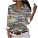 thumbnail image 2 of Fiudx Ofertas Flash Del Día Solo En Línea Camisa con Botones de Solapa Estampada de Serie Informal Regular de Manga Larga para Mujer, 2 of 5