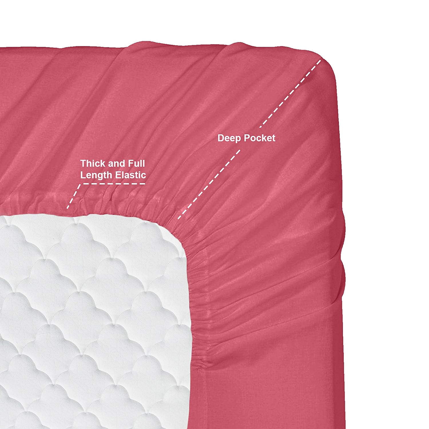Clara Clark Premier 1800 Collection Bed Sheet Set with Extra Pillowcases Wrinkle, Fade & Stain Resistant, Twin, Coral Pink