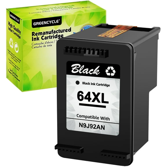 GREENCYCLE 64XL Ink Cartridges Replacement for HP High Yield 64 XL Compatible with Envy Photo 7858 7855 7155 6255 7158 7164, Envy 5542 Printer (1 Black)