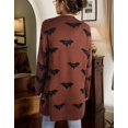 thumbnail image 4 of Halloween Day Cardigan Sweaters for Women V-Neck Open Front Cardigan Bat Printed Mid-Length Cardigans, 4 of 6