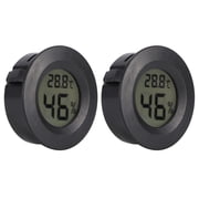 NFTIGB 2PCS Mini Digital LCD Thermometer Hygrometer Round Shape Temperature Humidity Meter for Reptile Box, 1.8 inches / 4.5 cm