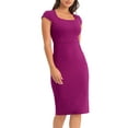 thumbnail image 4 of INSPIRE CHIC Women's Bodycon Pencil Dress Cap Sleeve Formal Work Knee Length Sheath Dresses M Purple Red, 4 of 6