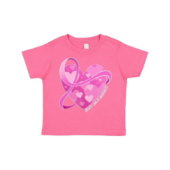 Inktastic Breast Cancer Awareness Pink Ribbon Around Heart Boys or Girls Toddler T-Shirt