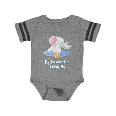 

Inktastic My Babysitter Loves Me Cute Elephants Clouds Moon and Stars Gift Baby Boy or Baby Girl Bodysuit