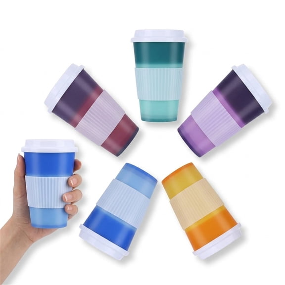 5 Pack Hot Coffee Cups with Lids Reusable,16oz Plastic Coffee Tumbler with Lid, Kids Party Tumbler Pack, NOGIS Travel Tumblers for Kids and Adult Party Favors, BPA-free,and Safe for Dishwashers