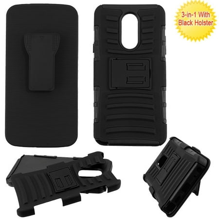 LG Stylo 5 Phone Case Combo TUFF Hybrid Impact [Heavy Duty Protection] Armor Rugged TPU Dual Layer Hard Protective Cover Swivel Belt Clip Holster Black Full Body Case for LG Stylo 5