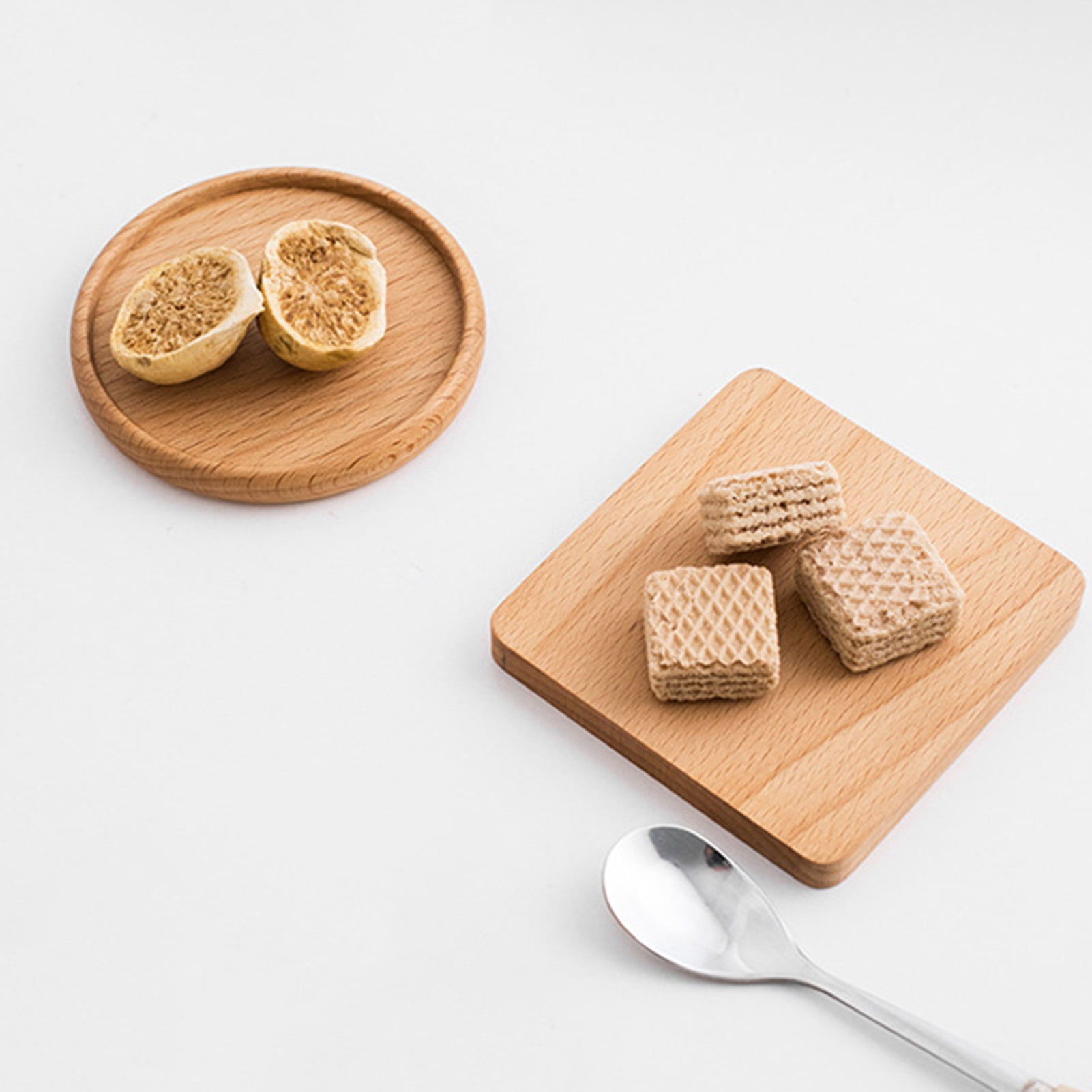 Crocon Handmade Wooden Coaster Set Of 6 - 3 Round & 3 Square Coasters For Coffee Mugs & Glasses, Kitchen Table Decor