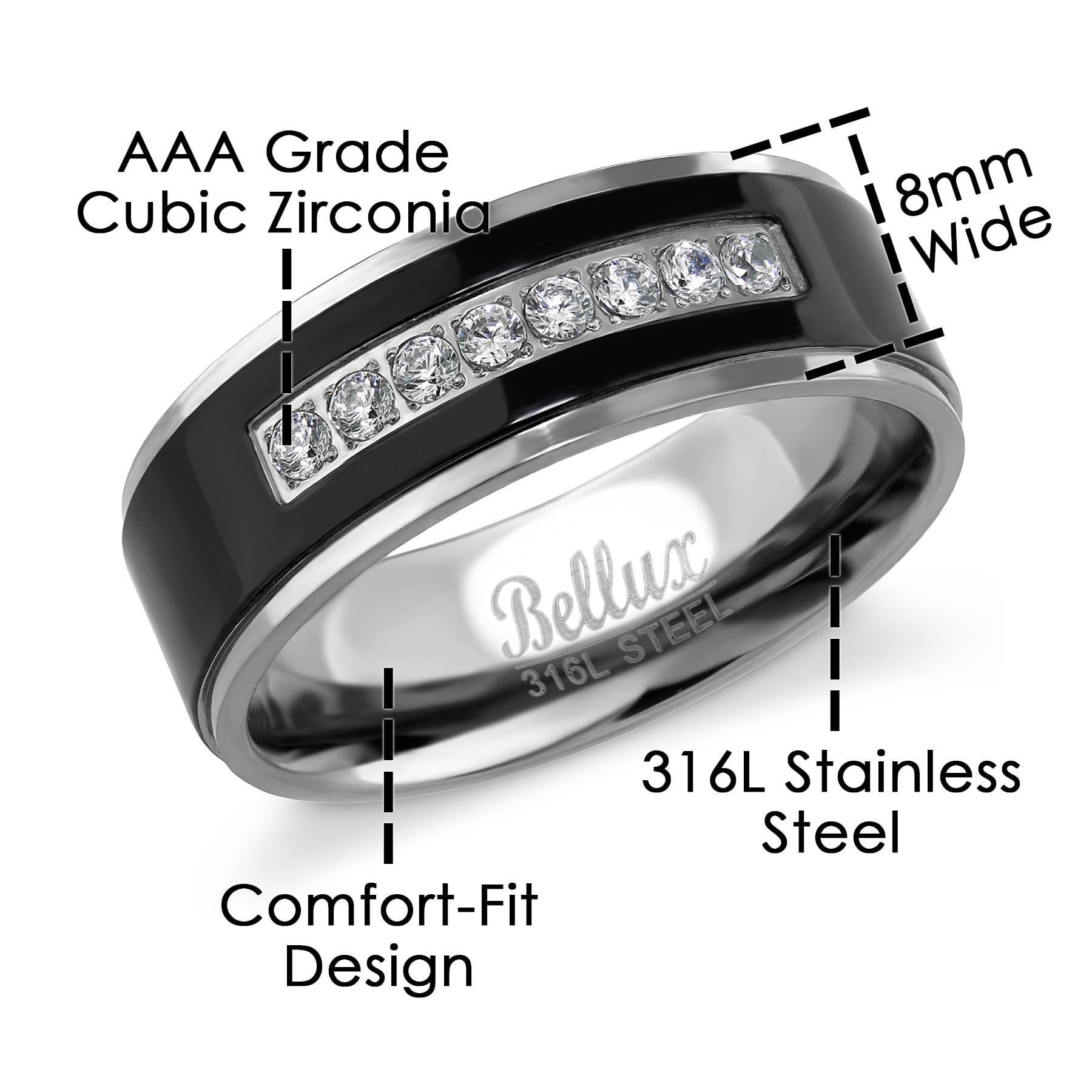 AMDXD Jewelry Stainless Steel Wedding Band Men Wedding Ring Anniversary Promise Ring Silver