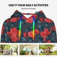 thumbnail image 4 of Lsque Rose Flowers Pattern Casual Women's Hoodie,Hooded Sweatshirt with Kangaroo Pocket,Pullover Hoodie with Eye-catching Drawstrings-Large, 4 of 7