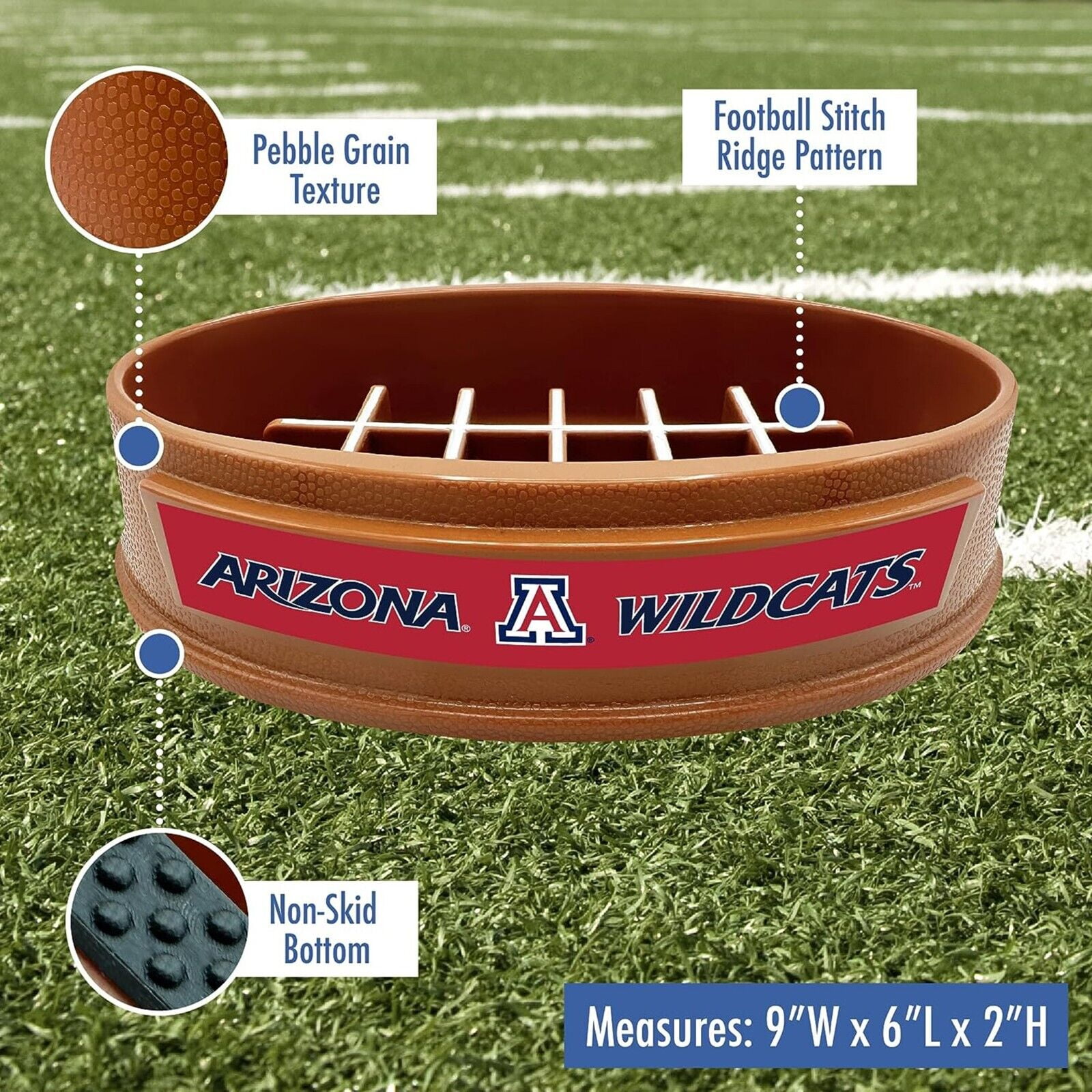 Pets First NCAA University of Arizona Wildcats Super-Bowl Slow Feeder Bowl for Dogs and Cats with Non-Slip Mat