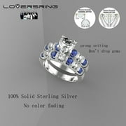 His and Hers Wedding Ring Sets Couples Rings Sterling Silver Wedding Engagement Ring Bridal Sets Mens Titanium Wedding Band