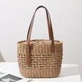 thumbnail image 3 of Bolso Bolso tejido ahuecado a la moda Bolso de gran capacidad y correa ajustable (Caqui), 3 of 8