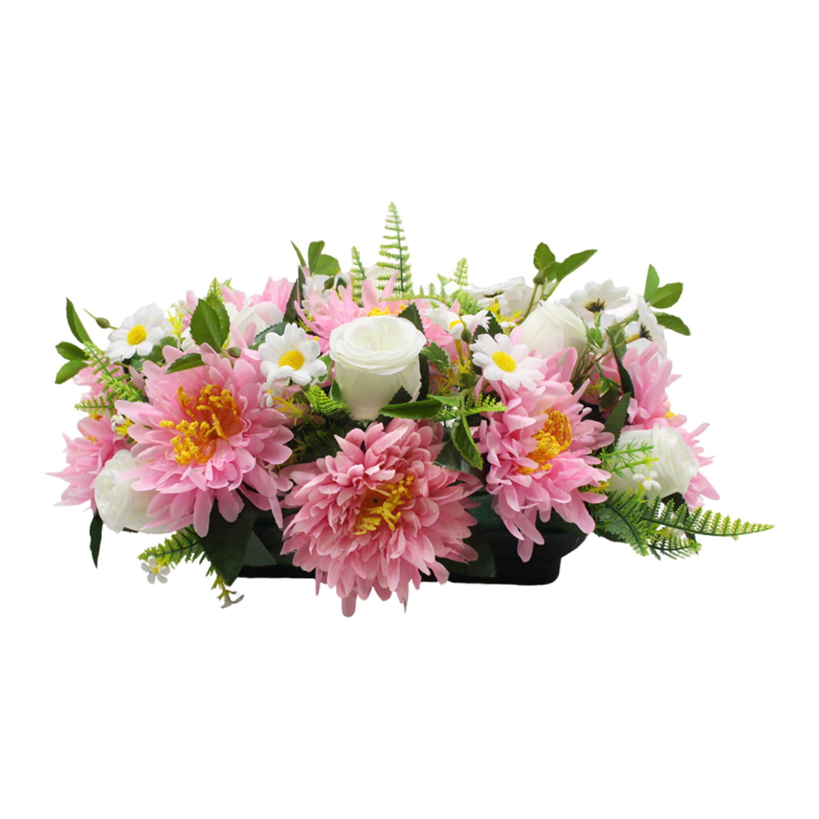 Memorial Artificial Flower for Gravesite, Chrysanthemum & Wildflower Cemetery Bouquet, Rainproof UV Resistant Outdoor Tribute, Cemetery & Gravesite Decor, Sympathy & Funeral Flowers (Champagne)