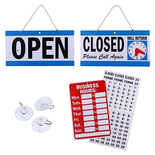 Open Closed Will Return Sign Clock  9"x7.5" Store Hours _FREE SUCTION CUP 