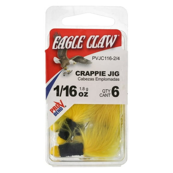 Eagle Claw Marabou Pro-V Crappie Jig 1/16 oz Yellow/Black