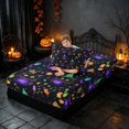 thumbnail image 4 of Homewish Neon Witch Cat Twin Sheets, Halloween Candy Stars Bedding, Black Purple Green, 3-Piece (1 Flat Sheet, 1 Fitted Sheet and 1 Pillowcase), 4 of 6