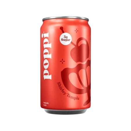 poppi Shirley Temple Prebiotic Soda, 7.5 oz, 1 Single Can