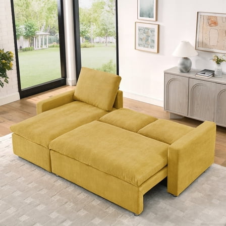 L Shaped Convertible Sleeper Sofa - Pull Out Bed, Storage Chaise