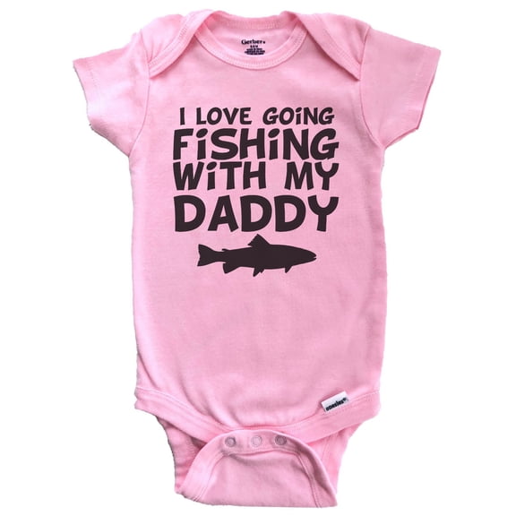 I Love Going Fishing With My Daddy Baby Bodysuit (Pink), 0-3 Months