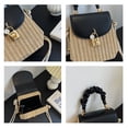 thumbnail image 4 of Granjero Gordo Bolso de mano tejido y bolsas de cosméticos, bolso de mano tejido elegante de playa de verano, bolso de hombro de 6,69 x 2,39 x 6,69 pulgadas (negro), 4 of 4