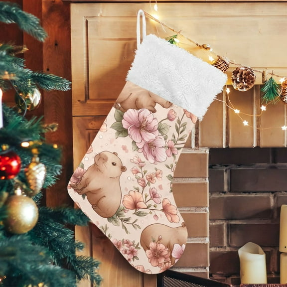 RMDQTR Christmas Stockings for Xmas Gifts - Large Size Festive Holiday Decor for Family Cute Capybaras with Playful Poses