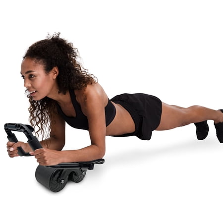 ATHLETIC WORKS PLANK ABDOMINAL ROLLER WHEEL. CORE STRENGTH, ABDOMINAL TRAINER, BLACK