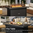 thumbnail image 2 of LAUSAINT HOME 43" Outdoor Fire Pit Table , 55,000 BTU Patio Propane Fire Pit with Wood Grain Tabletop & Wind Guard, Black, 2 of 10