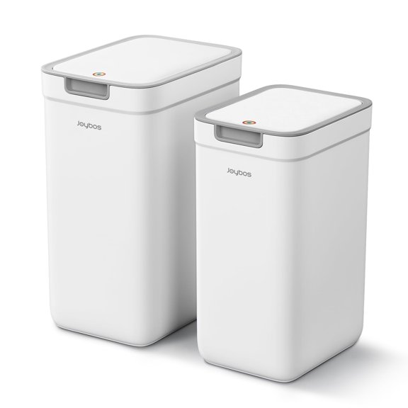 2 Pack Bathroom plastic Trash Can with Lid, 3.6Gal 2.4Gal Garbage Can with Pop-Up Lid, Small Trash Can Dog Proof, Slim Trash Bin Waste Basket